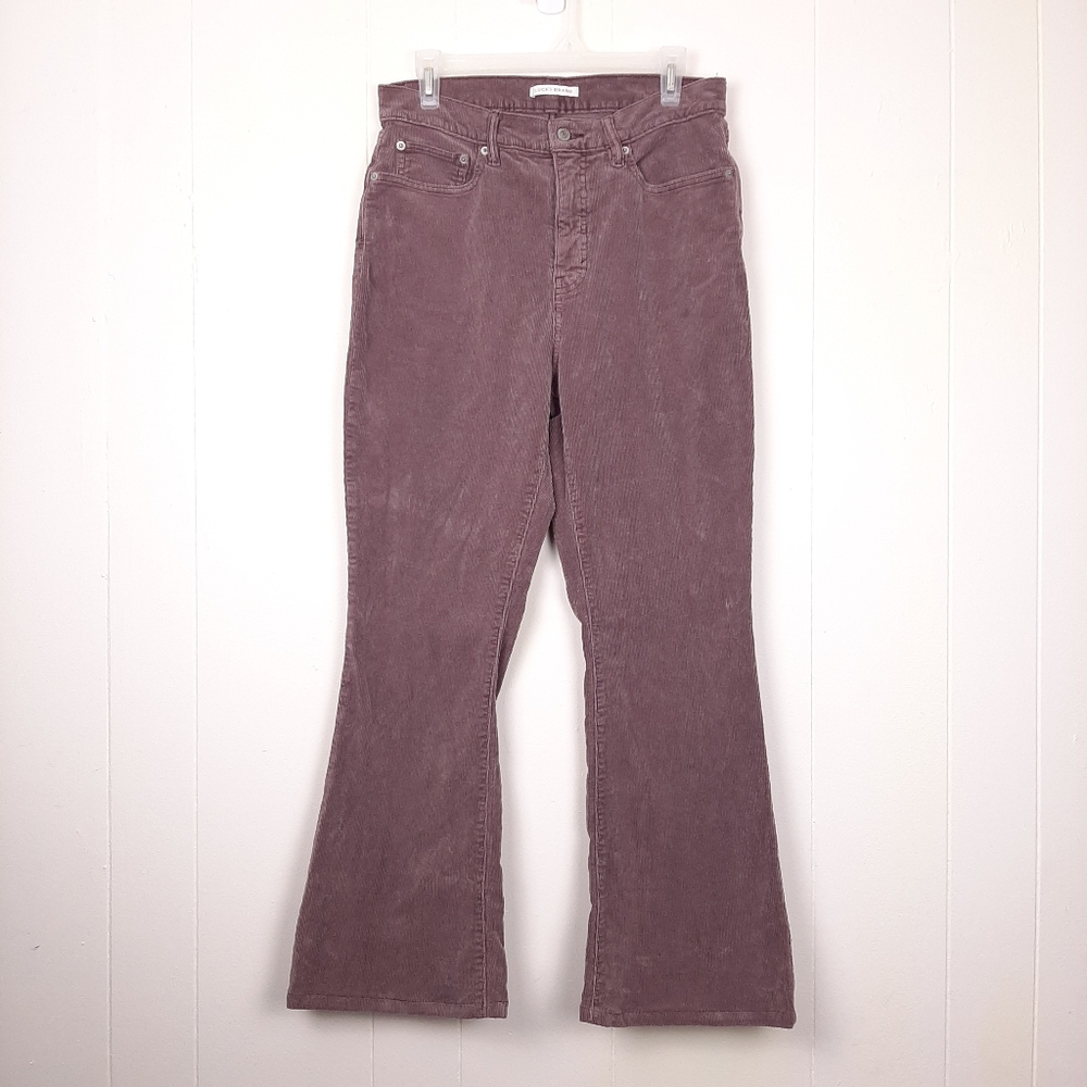 Lucky Brand High Rise Corduroy Stevie Flare pants stretch Huckleberry purple